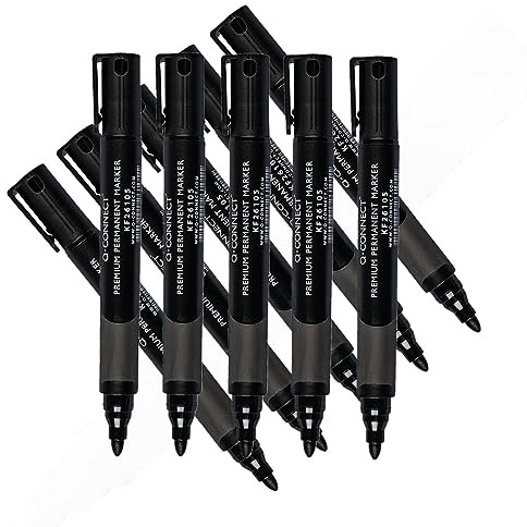 Q-Connect Premium Permanent Marker Pen Bullet Tip Black (Pack of 10)