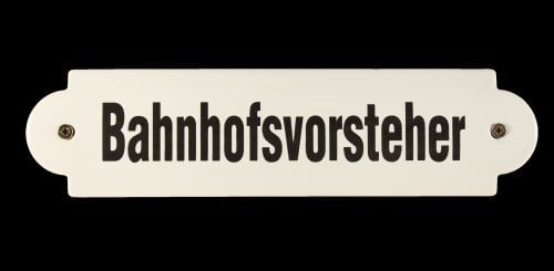 Emaille Schild Bahnhofsvorsteher 20x5 cm Büroschild Chef Boss wetterfest und lichtecht Emailleschild