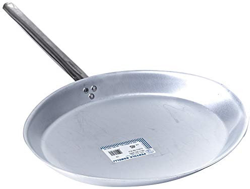 Agnelli ALMA121B45 Bandeja Ovalada avellanada para Pescado con Mango Tubular de Acero Inoxidable, Aluminio Profesional de 3 mm, 45 cm, Plata