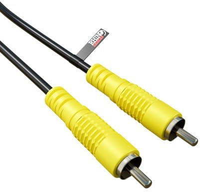 rhinocables Single Phono (RCA) to Single Phono (RCA) 75 ohm Coaxial Phono Digital Audio and Composite Video Cable Pure copper Conductor Yellow Ends, Home Theatre, HDTV, Hi-Fi (1.2m)