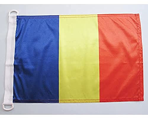 AZ FLAG Bandera Nautica de Rumania 45x30 cm - Pabellón de Conveniencia Rumana 30 x 45 Cm, Bandera de Barco con anillas