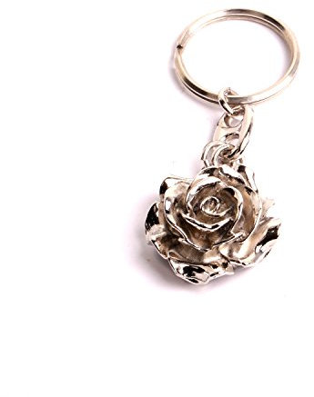 by mode france Porte clés fleur, une rose ouverte création artisanale bijouterie une sculpture fait à la main.