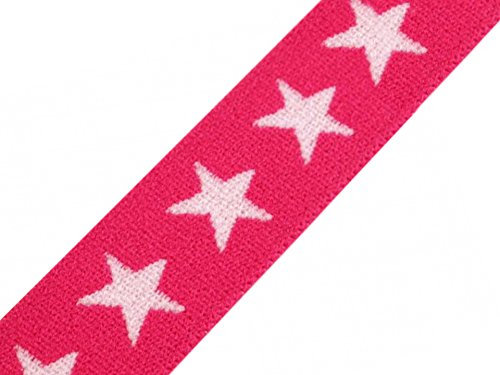 Schnoschi Gummiband Sterne 20 mm Gummizug Gummilitze Gummi Hosengummi gewebt viele Farben (Pink)