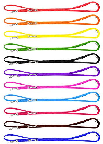 Mini Führleine Hundeleine Nylonleine 3-fach verstellbar 2m Neon Rosa