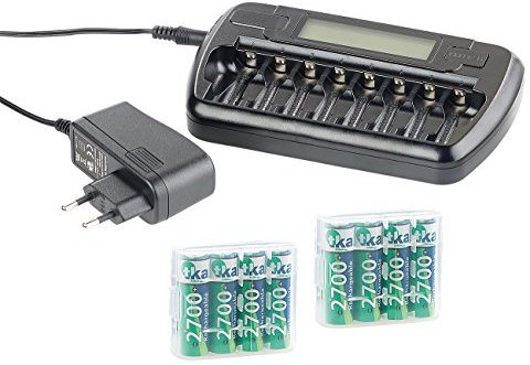 tka Köbele Akkutechnik Akku Ladestation: Ladegerät für bis zu 8 AA(A)-Akkus, mit 8 NiMH-Akkus Typ AA, 2.700 mAh (Batterie Ladestation, Akkus, Überwachung)