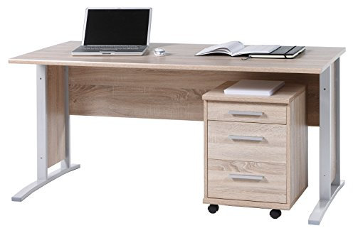 möbelando Schreibtisch Arbeitstisch Bürotisch Computertisch Laptoptisch Büro Clermont I Sonoma-Eiche