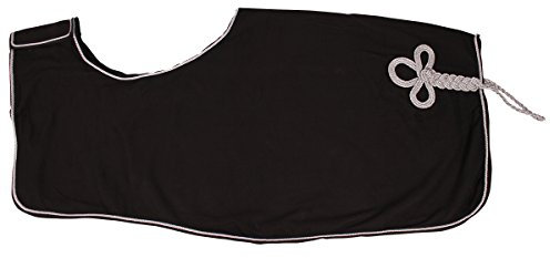 QHP Nierendecke Fleece-Ausreitdecke Ornament Fleecedecke Sattelausschnitt hinten mit Ornament in Silber (schwarz, S)