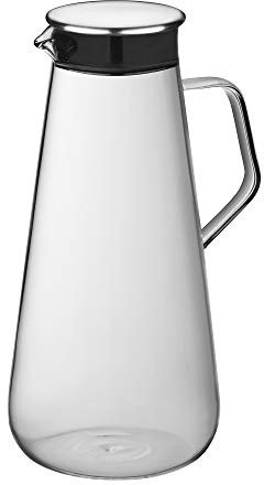 kela Wasserkrug 1,5 Liter FONTANA, Glaskaraffe, Edelstahl Deckel, Wasserkaraffe mit Deckel für kalte und heiße Getränke
