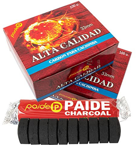 [Pack] Discos de carbón para Quemador, Incienso, incensario, ahumar, Shisha, Hookah, narguile, cachimba. Duraderos. para Uso doméstico. 3.3 centímetros de diámetro. (100)