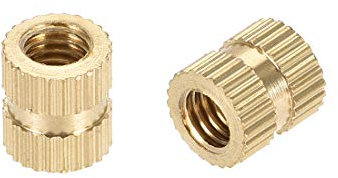 uxcell Dadi a inserti zigrinati, M5 x 8 mm (L) x 7 mm (OD), kit di montaggio in ottone, 100 pezzi
