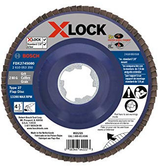 BOSCH FDX2750080 1 Stück 12,7 cm X-LOCK Fächerscheibe 80 Körnung kompatibel mit 7/8 Zoll Dorn Typ 27 für Anwendungen in Metallmischung und Schleifen
