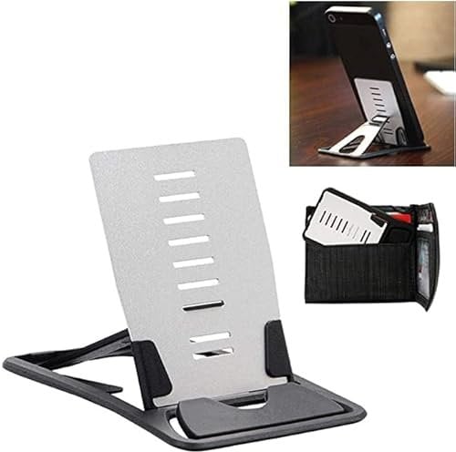 SFASTER Shonwin Portable Pocket-Sized Phone Desktop Holder Mount Card Type Adjustable Mobile Phone Stand Sturdy Aluminum Alloy Cell Phone Stand Desk Foldable Phone Holder