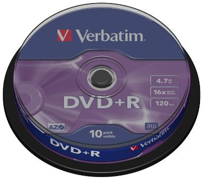 Verbatim DVD+R 4.7GB/120min 16x, Sp.10; Contenido del paquete: 10 unidades
