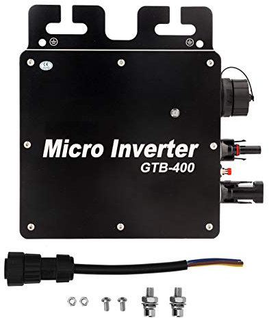 Jeanoko Micro-onduleur à Onde Sinusoïdale Pure GTB‑400 Power 400W pour Optimiser le Taux de Conversion de L'énergie Solaire(AV210-230V)