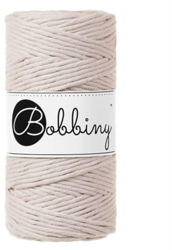 Bobbiny Makramee-Schnur, 3 mm, einlagig, 100 % recycelte Baumwolle, 100 m