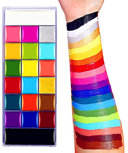 20 Colors Face Painting - Face Body Paint Palette Kit for Adult/Professional Tattoo Painting Art, Halloween Party Cosplay Makeup Fancy Dress Adult Painting