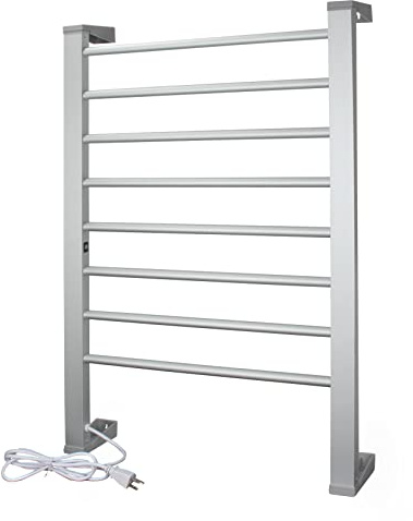 ELEGANTLIFE Electric Towel Warmer for Bathroom - Aluminum Alloy Heated Towel Rack with Built-in Timer & Auto Shut Off, Heavy-Duty Base Freestanding & Wall-Mountable 8-Bar Design, for Bedroom, Spa
