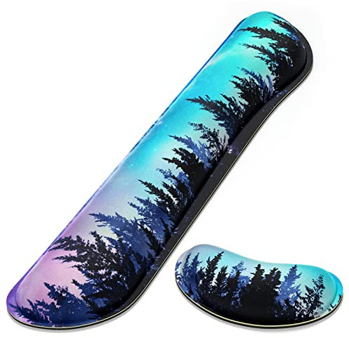 Dapesuom Enlarge Keyboard Wrist Rest Pad,Memory Foam Set Wrist Cushion Support for Easy Typing & Pain Relief,Mouse Wrist Pad, Anti-Slip Wrist Support for Gaming,Computer, Laptop, Office, Forest