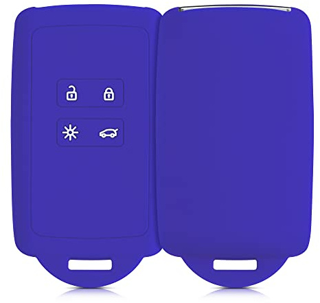 kwmobile Schlüsselhülle für Renault 4-Tasten Smartkey Autoschlüssel (nur Keyless Go) Hülle - Autoschlüssel Schlüssel Hülle aus Silikon - Schlüsselschutz Gehäuse in Baltik Blau