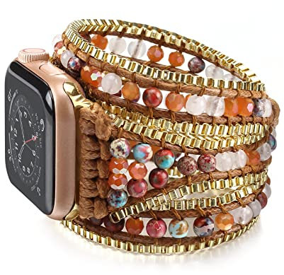 Wingoden Boho - Pulsera compatible con Apple Watch Bands for Women Men 38mm/40mm/41mm 44mm/45mm/49mm/42mm Natural Stone Beaded iWatch Band Apple Watch Strap Ultra Series 9/8/7/6/5/4/3/2/1/SE/Ultra 2,