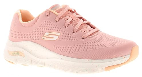Skechers Arch Fit Sneaker für Damen, Pinkes Netzgewebe mit Mehreren Zierteilen, 39 EU