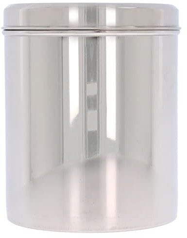 Stainless Steel Canister Kitchen Storage Indian Ubha Dabba Vertical Canister Medium Large Metal Storage Tin Jar Multipurpose Airtight for Dry Food Sugar Flour Wheat Rice Snacks (14.5cm x 18.5cm)