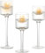 Weinsamkeit Porte Bougie Bougeoirs en Verre, 3 Pièces Chandelier Support pour Bougies Piliers Bougies Chauffe-Plat Transparent, pour Table Deco Salon Noel Maison Cadeaux de Mariage 20/23/26cm