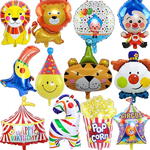 ZOOMPIL Riesen Zirkus Tiere Luftballons, Zirkus ClownLuftballons Set, Clown folienballon niedlichen Luftballons für Zirkus Karneval Urlaub Party Dekoration lieferungen (Multi)