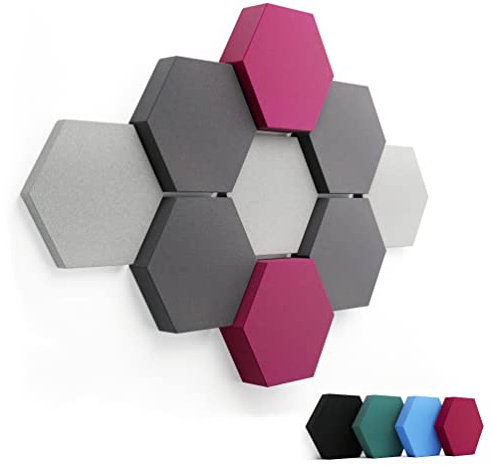 FENNEXT® Schallabsorber Wand Paneele [9 Stk.] für spürbar reduzierte Geräusche I Modernes Akustikbild aus Hexagon Akustikplatten I Unbedenkliche Akustikpaneele hergestellt in der EU I 3D Panels