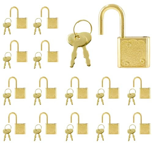 Piutouyar Lot de 15 petits cadenas, cadenas doré pour boîte à bijoux, bagages, mini cadenas pour journal intime