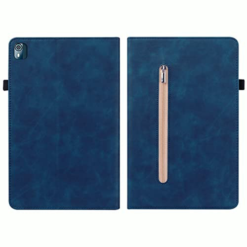 SLLMYYX Case for Nokia Tablet T10, Solid Color Zipper Folio Stand Tablet Cover for Nokia Tablet T10 8.0 Inch 2022 Released (Dark Blue)