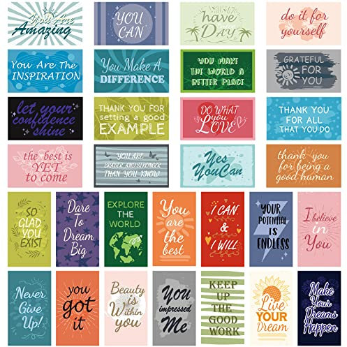 MWOOT 90 Pcs Motivations Zitat Notizkarten, Ermutigungs Grußkarten für Schule Arbeitsplatz Geschenke, Mini Inspirations Dankeschön Geschäftskarten für Studenten, Lehrer, Kollegen (30 Styles)
