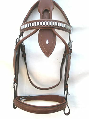 Brown Beautiful Leather Driving Harness Bridle for All Horses in Sizes-XL Saba International