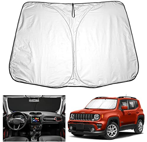YEE PIN Sonnenschirm Auto kompatibel mit Jeep Renegade 2015-2022,Faltbare Auto Sonnenschutz Renegade Frontscheibe Windschutzscheibe UV Staub Schutz