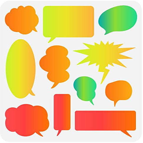 FINGERINSPIRE Sprechblasen Malschablone 30x30cm Wiederverwendbare Kunststoff Sprechblasen, Bastelschablonen Aushöhlen Wolkenform Blasen Schablone Für Wand, Fliese, Leinentasche, Papier