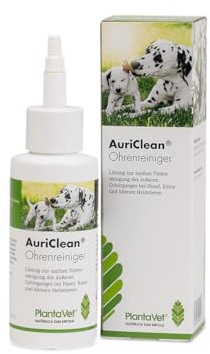 AuriClean | Reinigungslösung für Hunde, Katzen & Kleintiere | 100 ml | PlantaVet | Pflegemittel | Zur Reinigung von Ohrmuschel & äußerem Gehörgang | Mit Kamillenextrakt & Thymianöl
