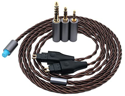 Janjunsi Cable de Audio de Repuesto Compatible con Sennheiser HD580/HD650/HD660/HD600S/HD414/HD25 Auriculares - Enchufe 3en1 con Clavija de 2.5mm/3.5mm/4.4mm