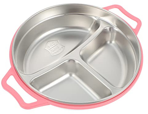 NOLITOY Dividido De Acero Inoxidable Bandeja De Metal para Almuerzo Cena 3 Compartimentos Platos De Comida para Niños De Comida con para El Hogar Escuela Camping Comedor