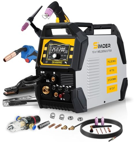 SSIMDER Aluminium MIG Schweißer Puls MIG/MAG/HF WIG/Stick/CUT Schweißgerät SD4050Pro 10 in 1 Schweißer