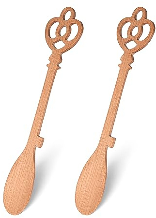 Fisura - Origineller Holzlöffel in Form. Set mit 2 Spateln zum Kochen. Löffel aus Buchenholz. Hitzebeständiges Küchenzubehör. (Schlüssel zum Schloss)