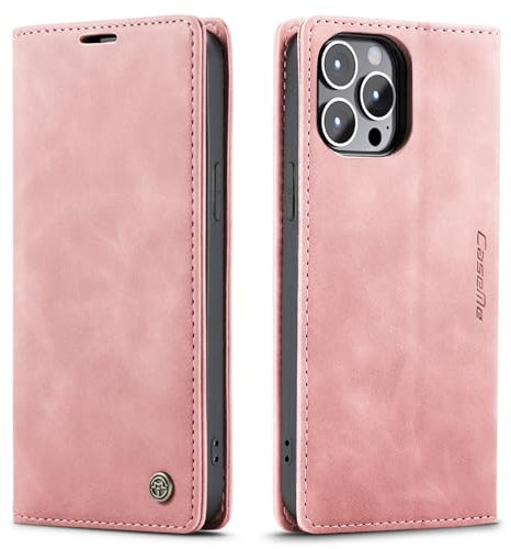 niloucase Kompatibel mit iPhone 15 Pro Max Hülle Leder,Magnetverschluss Premium PU Leder Flip Case,Standfunktion.-Rosa