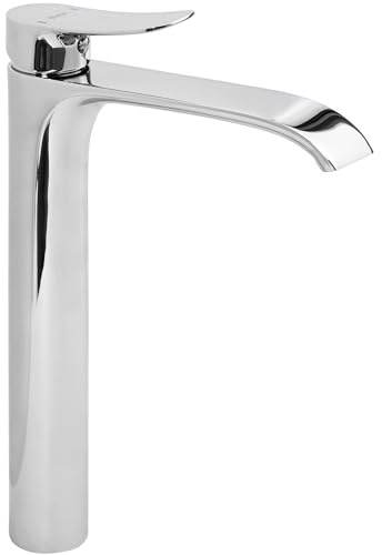 Rea Waschbecken-Wasserhahn, Dart, Chrom, hohes Messing, Badezimmer-Mischbatterie, Einhebelmischer, heiß und kalt, verstellbarer Handwaschhahn (Chrom)