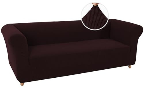 BXFUL Sofabezüge Stretch Couchbezüge Anti-Rutsch Sofa Schonbezug mit Armlehne Spandex Jacquard Sofa Überwürfe rutschfest Sofa Überzug Waschbare Sofabezug für Haustiere (3-Sitzer,Braun)