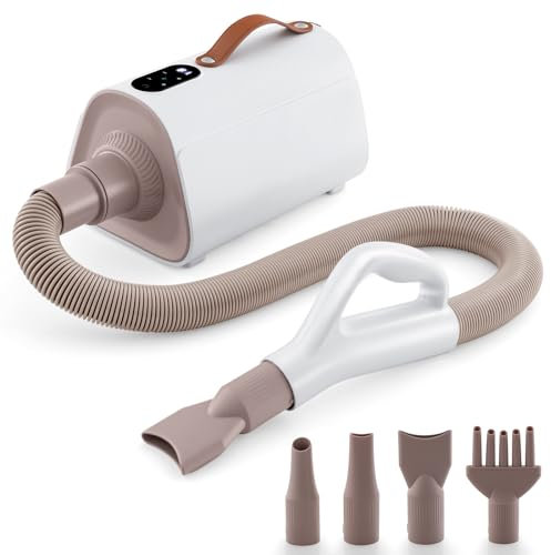 COSTWAY Hundefön Hundetrockner 1700W, 4 Düsen | LED-Anzeige | einstellbare Geschwindigkeit & Temperatur | leise, Hundepflege-Trockner-Gebläse für Hunde Katzen, Haartrockner Pet Dryer Blower, Weiß