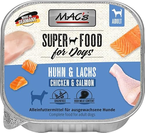 Mac's Dog Nassfutter für Hunde, 10 x 150 g (Hühnchen und Lachs)