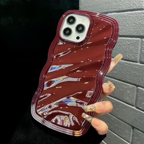 ZCDAYE Case for iPhone 12 Pro Max/iPhone 13 Pro Max Unique Water Ripple Texture Phone Case, Wavy Curly Frame Cute Shell Soft TPU Shockproof Flexible Cover for iPhone 12 Pro Max/13 Pro Max,Red
