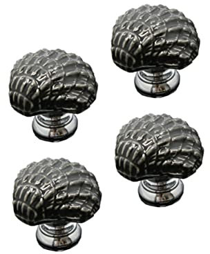 SEWOART 4stücke Keramik-türknöpfe Schrankknöpfe Schubladenknöpfe Zuggriffe Im Muschel-design Kreative Möbelknöpfe Für Schranktürgriff Glastüren Toilettendeckel Fenster Schwarz