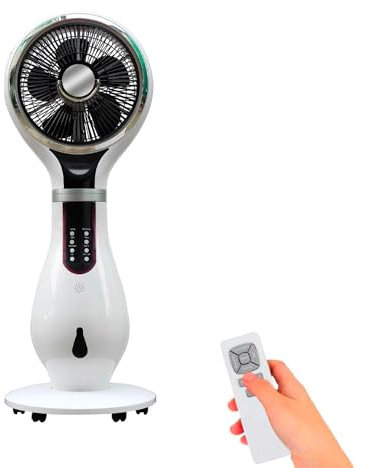 Wintem Ventilatore con Umidificatore, Anti Zanzare, e Funzione Ioni - 40 cm, 3 Velocità, Display LED, Telecomando, Timer 9.5 Ore, Tanica 2.3L, 80W