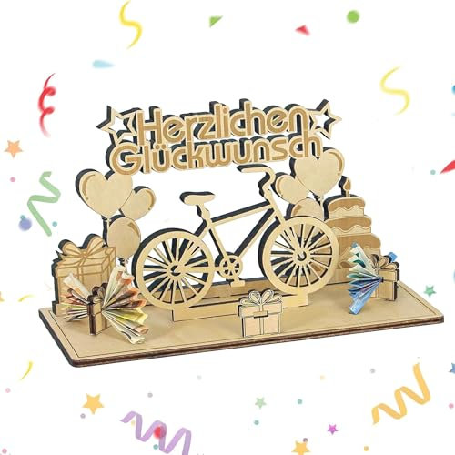1 Stück Fahrrad Geschenke aus Holz, Geburtstag Geldgeschenk, Lustige Fahrradgeschenke, für Radfahrer, Mountainbike Geschenk, Gutschein Fahrrad, Fahrrad Deko, Gästebuch aus Holz Frauen Männer