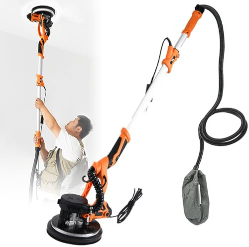 QIeAny Rotating Sanders For Walls, Drywall Sander Discs, Built-in Vacuum Cleaner, 6-speed Speed Adjustment(No-load Speed 1700R/MIN) With 360° Led Lighting,A